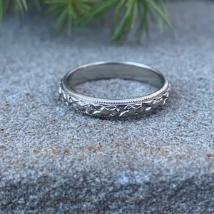 Art Deco Wedding Band, White Gold Band,  Vintage Wedding Band,  Antique Eternity Band