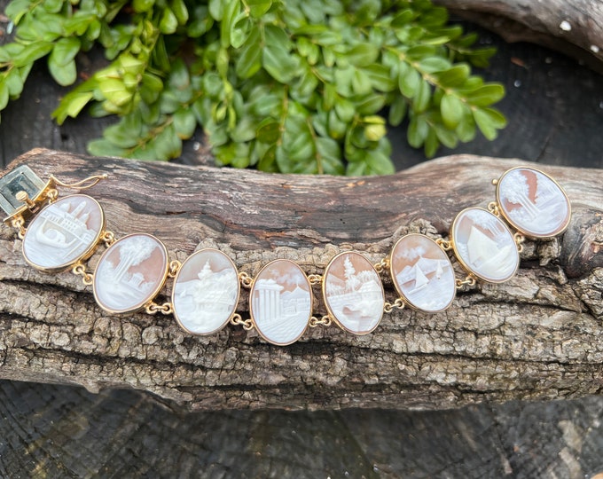 Gold Cameo Bracelet, Vintage Cameo Bracelet, Cameo Bracelet,  Statement Bracelet