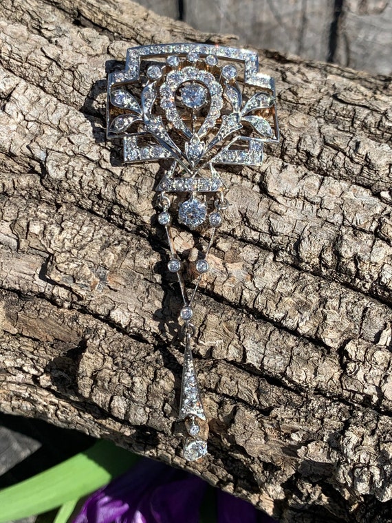Edwardian Diamond Necklace, Edwardian Pendant, Ar… - image 3