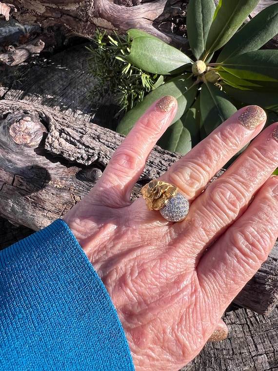 Diamond Flower Ring, Diamond Cluster Ring, Diamon… - image 7