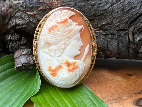 Victorian Cameo, Conch Shell Cameo, Antique Cameo, Cameo Pendant, Cameo Brooch
