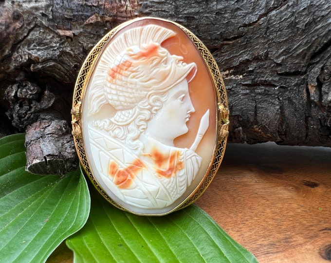 Victorian Cameo, Conch Shell Cameo, Antique Cameo, Cameo Pendant, Cameo Brooch