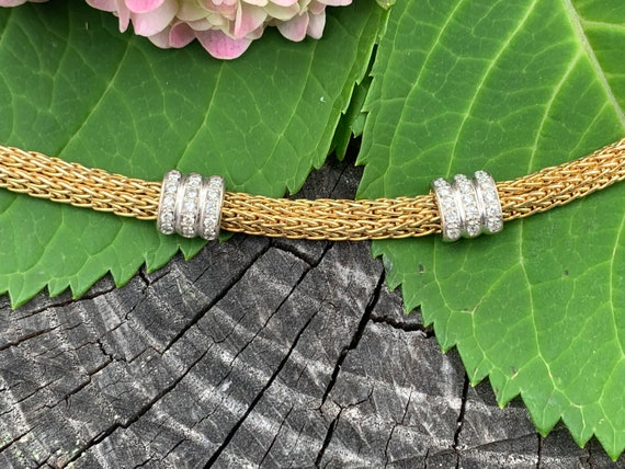 Gold and Diamond Bracelet, Gold Rope Bracelet, Di… - image 3