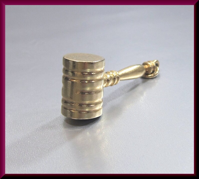 14K Yellow Gold Judge's Gavel Charm or Pendant Gift for Etsy