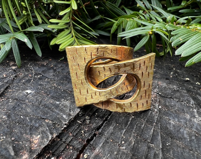 Chunky Gold Ring, Unique Wide Gold Band, Abstract Gold Ring