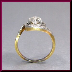 Antique Diamond Engagement Ring Edwardian Engagement Ring with Old European Cut Diamond Platinum and 14K Yellow Gold Wedding Ring - ER 526S image 3