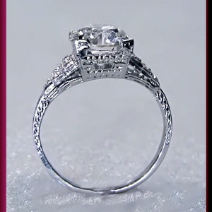 Art Deco Engagement Ring Antique Engagement Ring Statement Ring Alternative Engagement Ring Art Deco Ring Filigree Ring Platinum Dainty Ring image 4