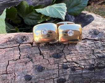 Gold and Diamond Cuff links, 18K Gold Cufflink