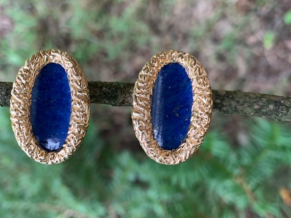 Yellow Gold Lapis Earrings, Lapis Earrings, Gold … - image 10