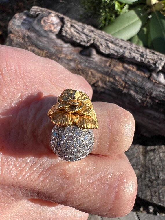 Diamond Flower Ring, Diamond Cluster Ring, Diamon… - image 2