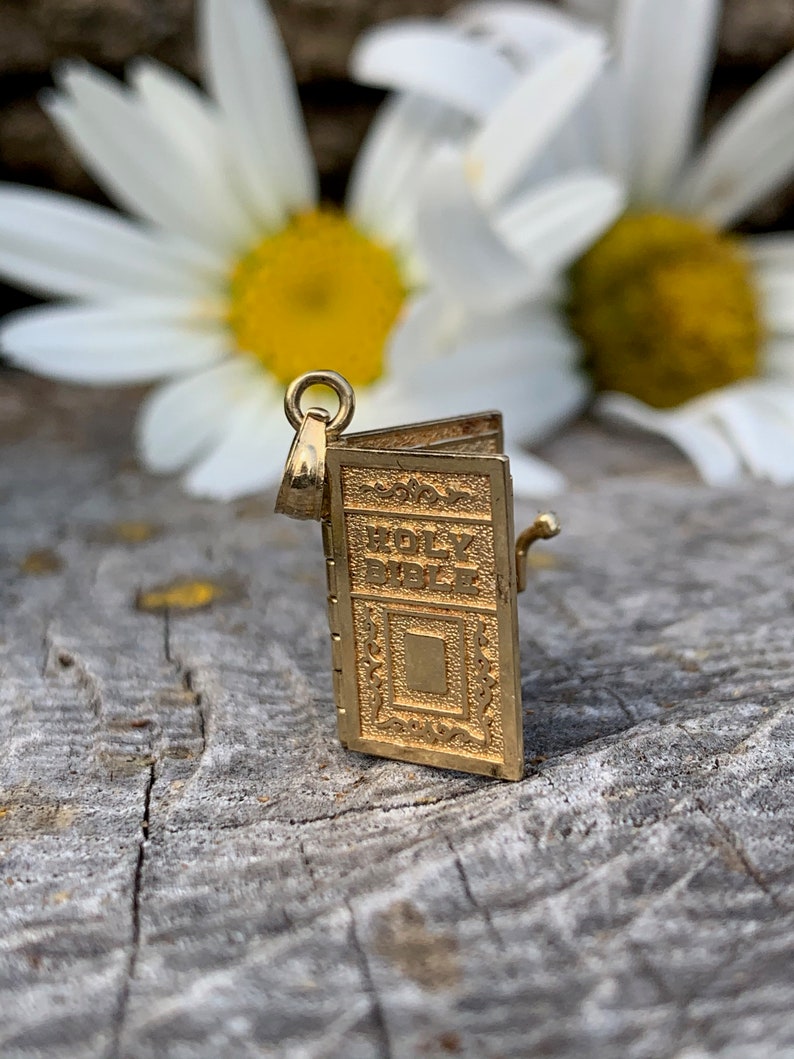 Holy Bible Charm Vintage Bible Charm Religious Charm Gold Charm Vintage Charm Lords Prayer Charm Bible Pendant Holy Bible Pendant