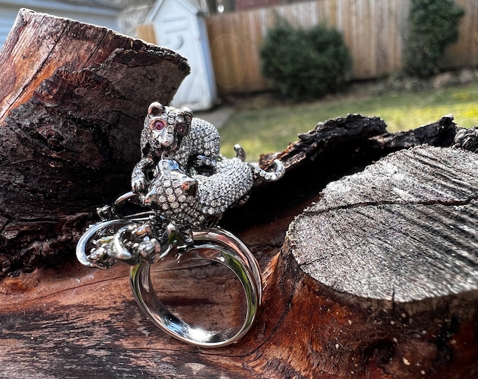 Jaguar Ring, Gold Jaguar Ring, Diamond Jaguar Ring, Jaguar Jewelry, Animal Jewelry