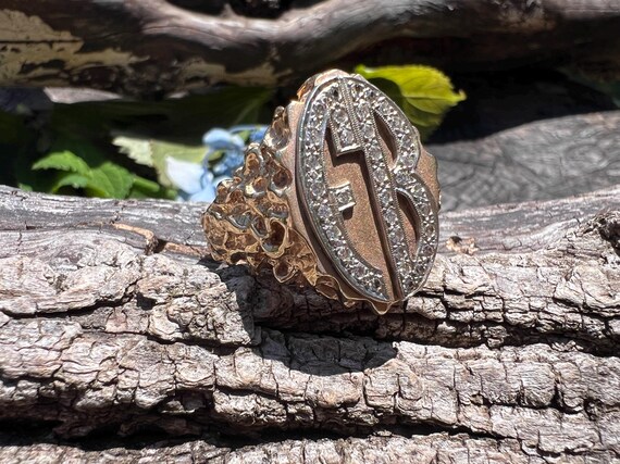 Diamond Initial Ring, Gold Initial Ring, Gold Sig… - image 4