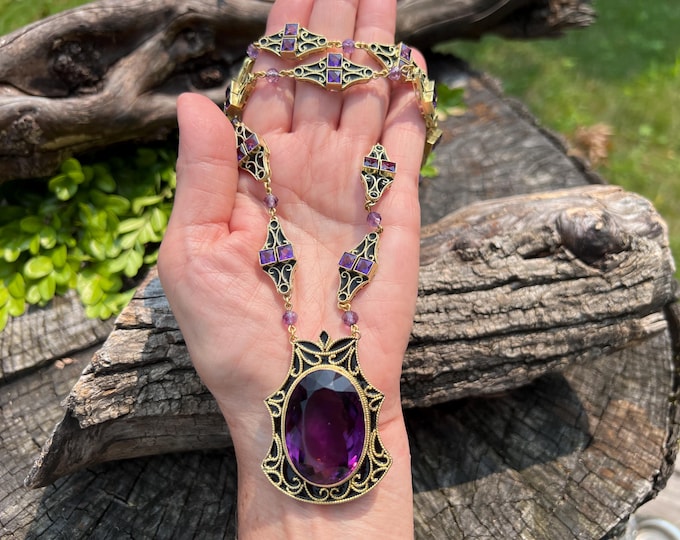 Amethyst Necklace,  Amethyst Pendant, Large Amethyst Pendant, April Birthstone