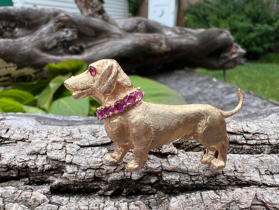 Gold Dog Brooch Dachshund Dog Brooch Dog Brooch Dachshund Brooch Dog Pin Etsy