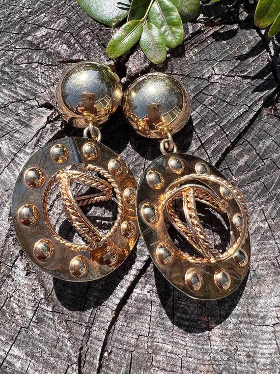 Gold Hoop Earrings, Door Knocker Hoop Earring, Lar