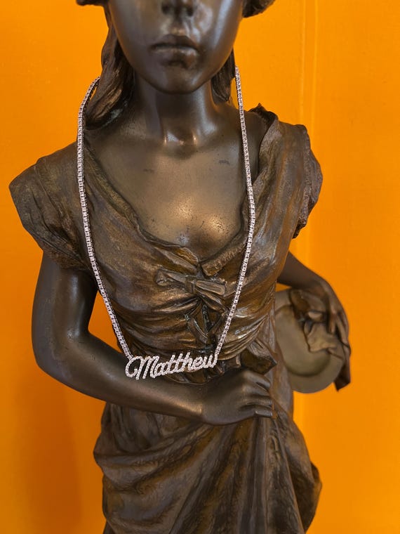 Diamond Matthew Name Plate, Matthew Name Necklace… - image 8