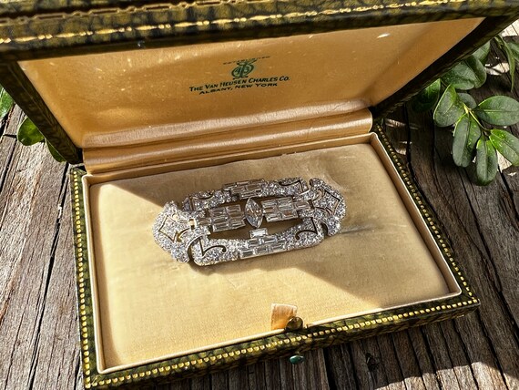 Art Deco Diamond Brooch, Deco Diamond Pin, Diamon… - image 2