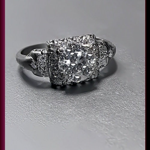 Antique Diamond Engagement Ring Art Deco Diamond Engagement - Etsy
