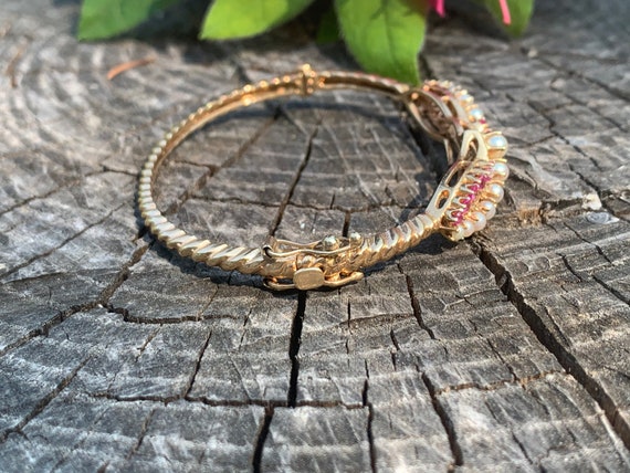 Ruby and Pearl Bangle, Ruby Bracelet, July Births… - image 6