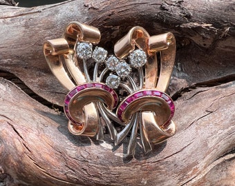 Diamond Retro Earrings, Gold and Diamond Cluster, Diamond Fan Earrings, April birthstone, Bridal Jewelry