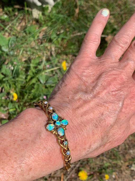 Opal  Bangle, Opal Bangle, Gold Opal Bangle, Opal… - image 9
