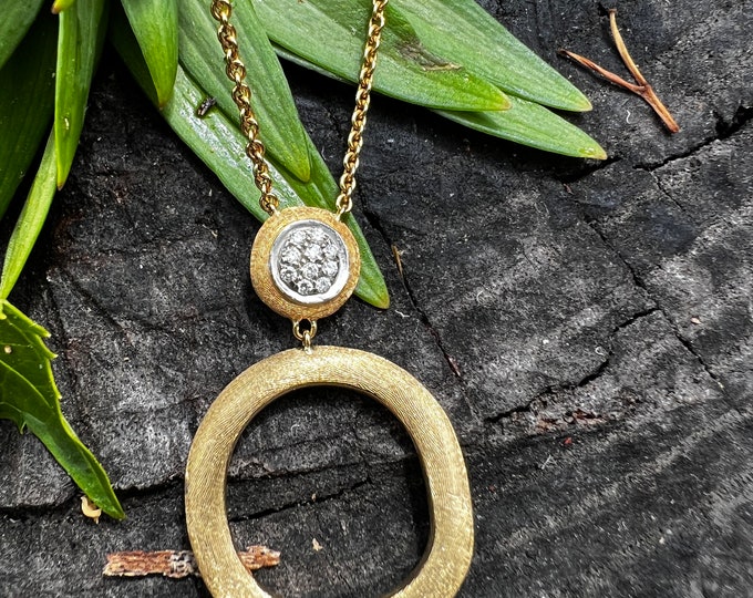 Gold Circle Pendant, Gold Pendant, Diamond Pendant, Boho Necklace