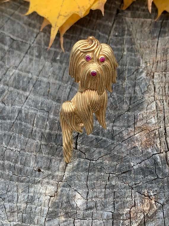 Gold Dog Brooch, Shih Tzu Dog Brooch, Shih Tzu Pen