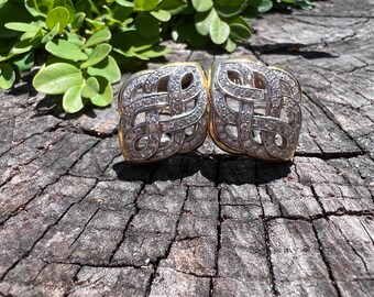 Diamond Cluster Earrings, Gold and Diamond Cluster, Diamond Earrings, April birthstone, Bridal Jewelry