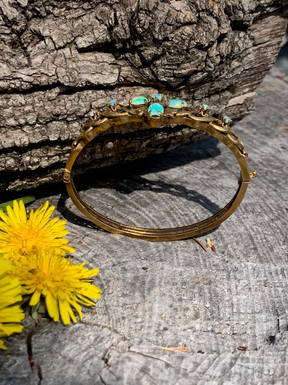Opal  Bangle, Opal Bangle, Gold Opal Bangle, Opal… - image 6