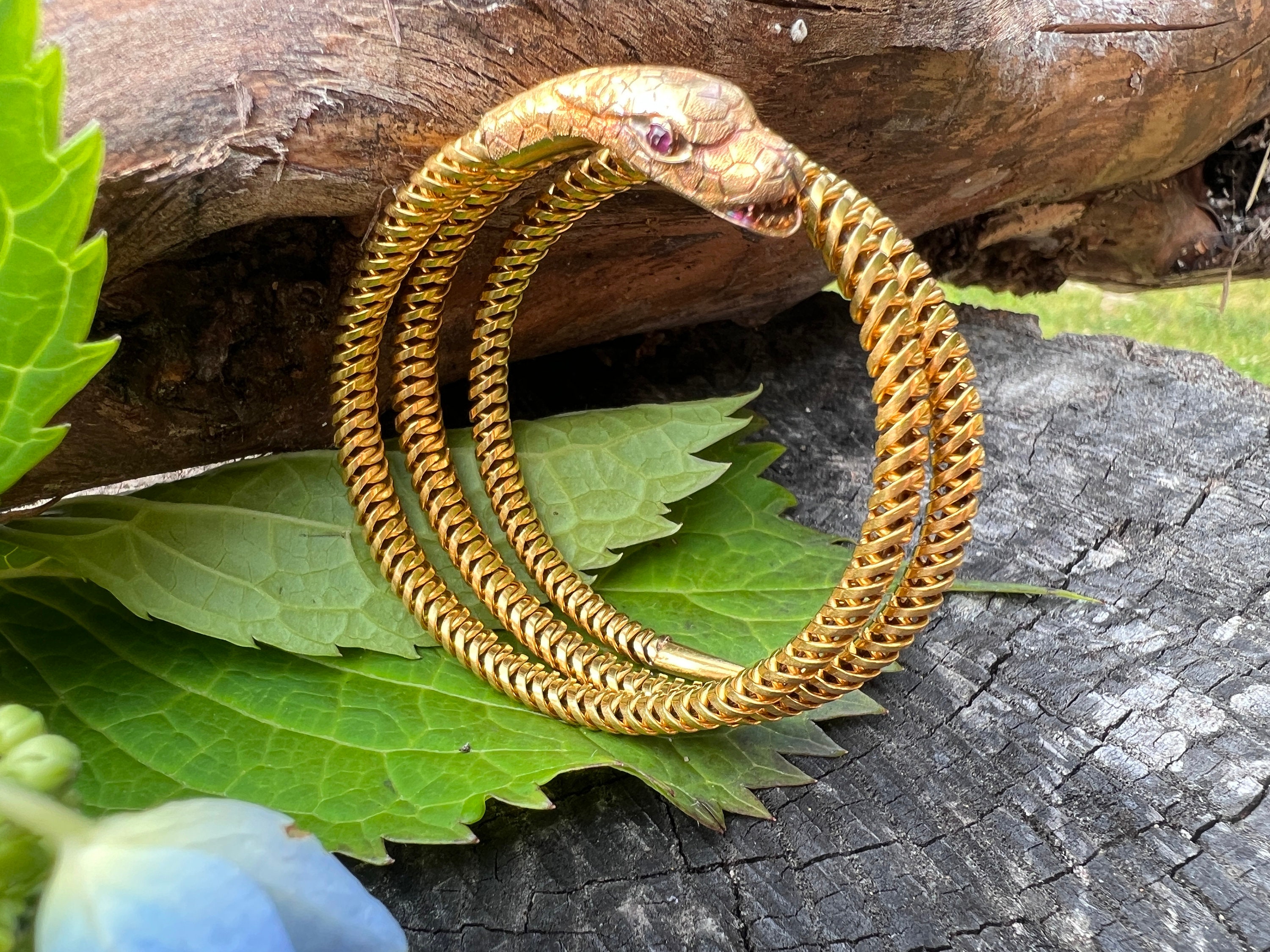 Antique Gold Snake Bracelet  Gold snake jewelry, Snake bracelet, Gold snake