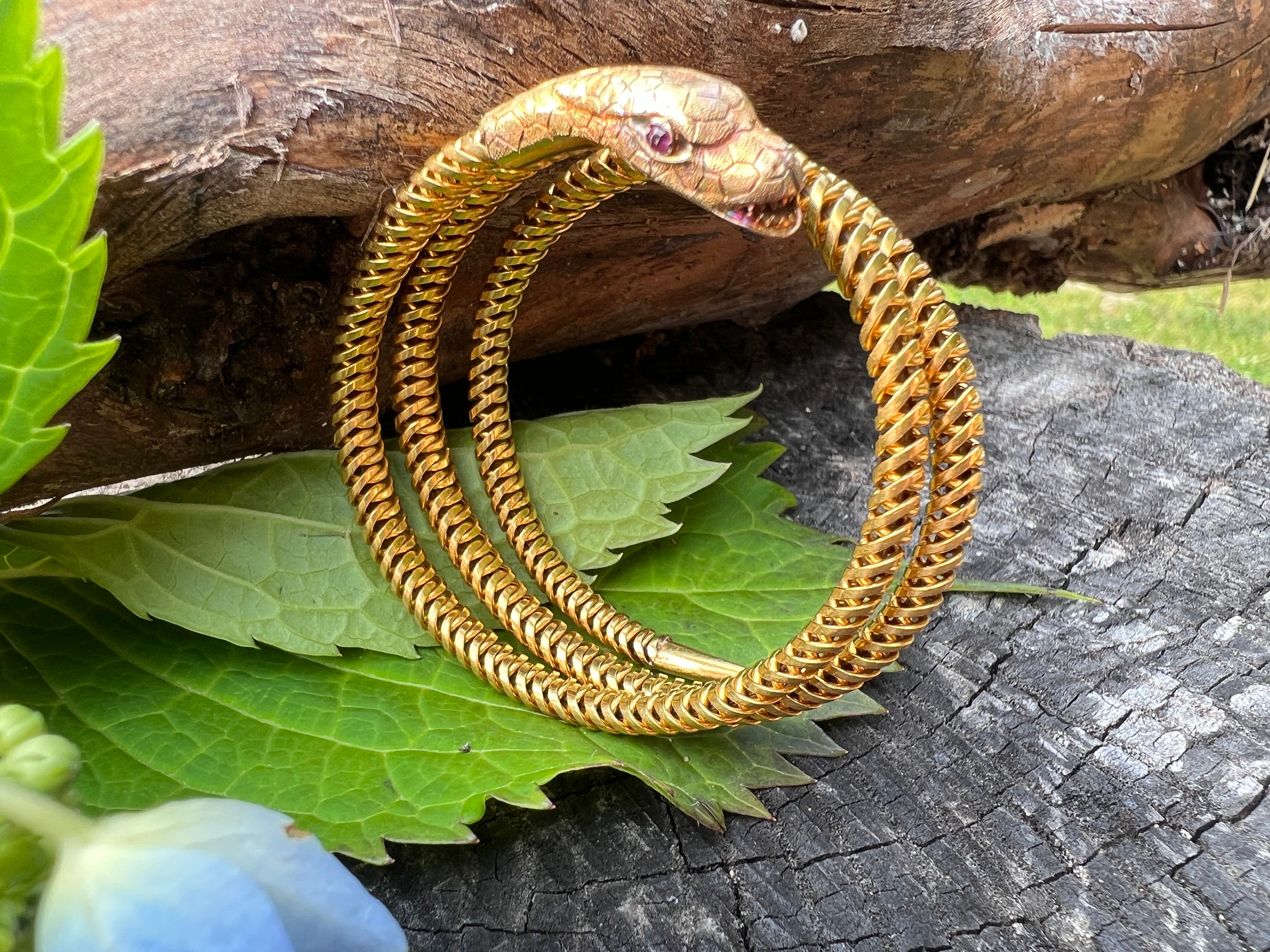 Gold Spiral Snake Bangle Bracelet | Women's Jewelry by Uncommon James