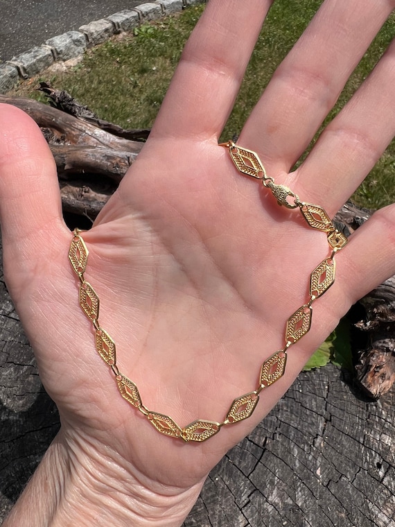 18K Gold Chain, Ornate Gold Chain, Vintage Gold Ch