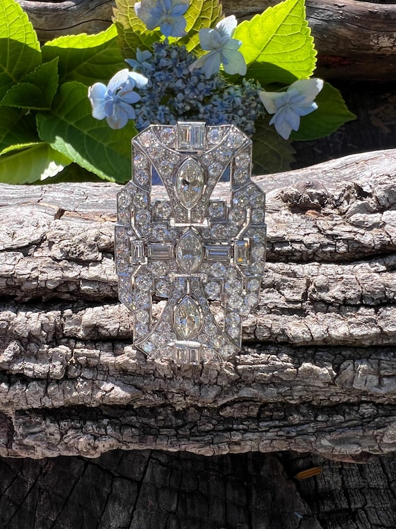 Art Deco Diamond Brooch, Deco Diamond Pin, Diamon… - image 7