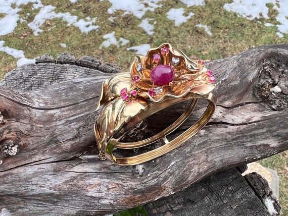 Ruby and Diamond Cuff, Ruby Cuff, Ruby Bangle,  R… - image 5