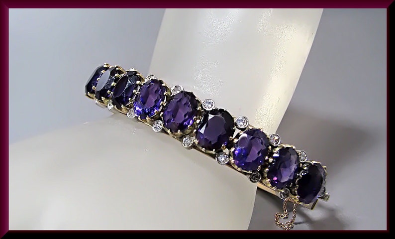 Amethyst Bangle, Amethyst Bracelet, Amethyst and Diamond Bangle image 5