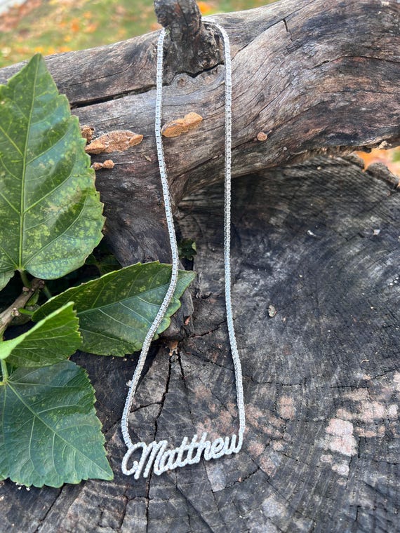 Diamond Matthew Name Plate, Matthew Name Necklace… - image 11