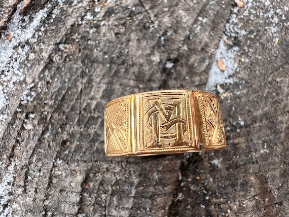 Victorian Gold Band, Ornate Gold Band,  Antique G… - image 9