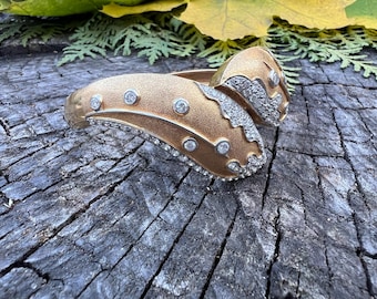 Wide Gold Bangle, Wide Diamond Bangle, Gold Diamond Bangle, 18K Yellow Gold Bangle, Diamond Bangle,  Diamond Bracelet