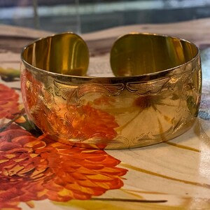 Wide Gold Bangle, Wide Gold Cuff, Chunky Gold Cuff, Chunky Gold Bangle image 5