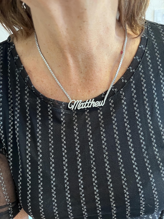 Diamond Matthew Name Plate, Matthew Name Necklace… - image 13