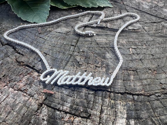 Diamond Matthew Name Plate, Matthew Name Necklace… - image 6