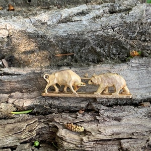 Gold Bull and Bear Brooch, Stockbroker Gift, Bull and Bear