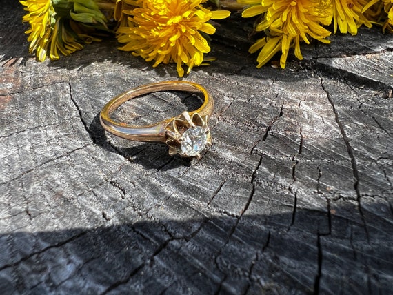 Victorian Engagement Ring, Yellow Gold Diamond En… - image 8