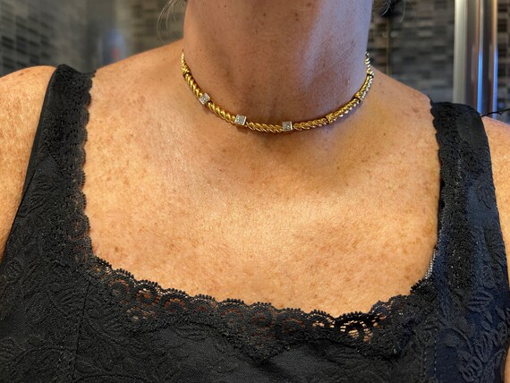 Gold Diamond Choker, Diamond Choker Necklace, Gol… - image 5