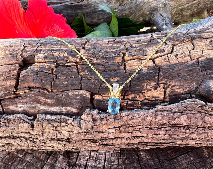 Aqua Pendant, Gold and Aqua Pendant, Aqua and Diamond Pendant, March Birthstone