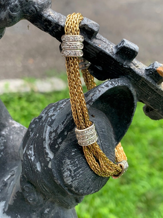 Gold and Diamond Bracelet, Gold Rope Bracelet, Di… - image 8