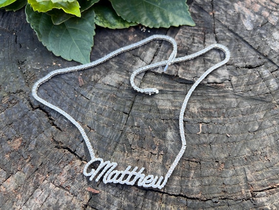 Diamond Matthew Name Plate, Matthew Name Necklace… - image 5