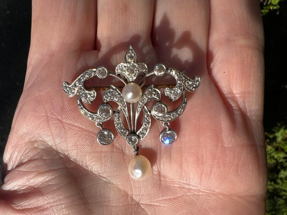 Diamond Lavaliere, Edwardian Diamond Necklace, Ed… - image 7