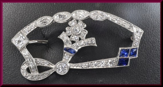 Art Deco Brooch, Diamond Brooch ,Bouquet Brooch, … - image 3